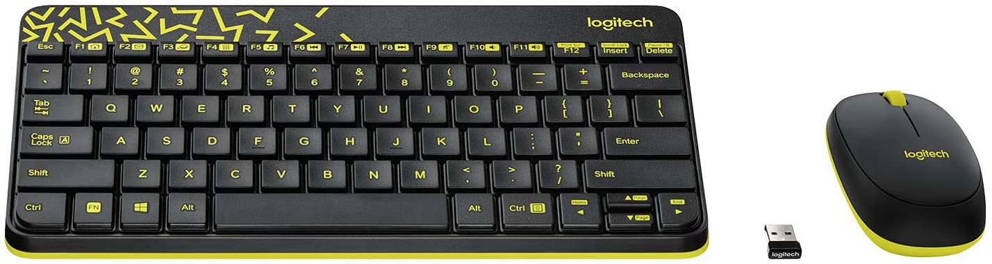 Logitech MK240 Nano Wireless Keyboard And Mouse Combo - 12 Function Keys, 2.4GHz Wireless, 1000DPI, Spill-Resistant Design - Black