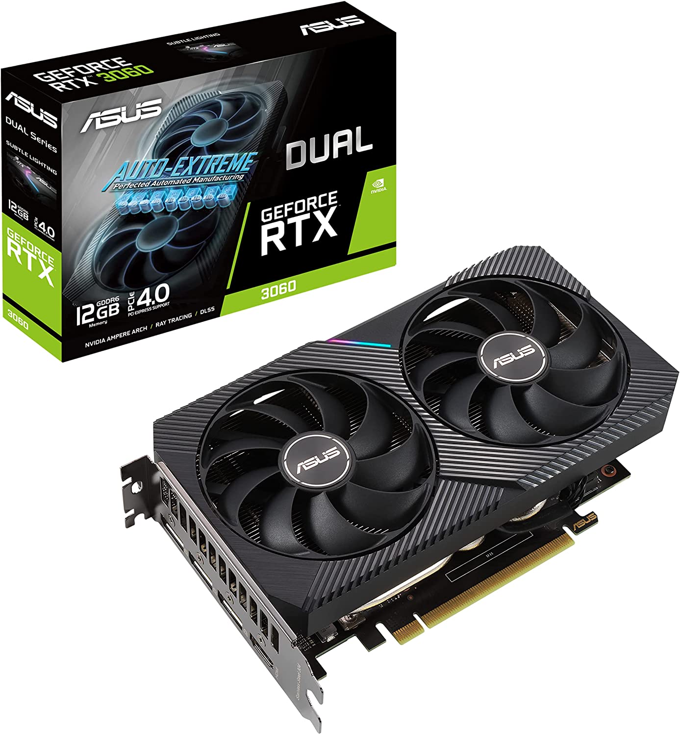 ASUS Dual GeForce RTX 3060 V2 OC Edition 12GB GDDR6 192-Bit Dual Fan LHR Graphics Card (DUAL-RTX3060-O12G-V2)