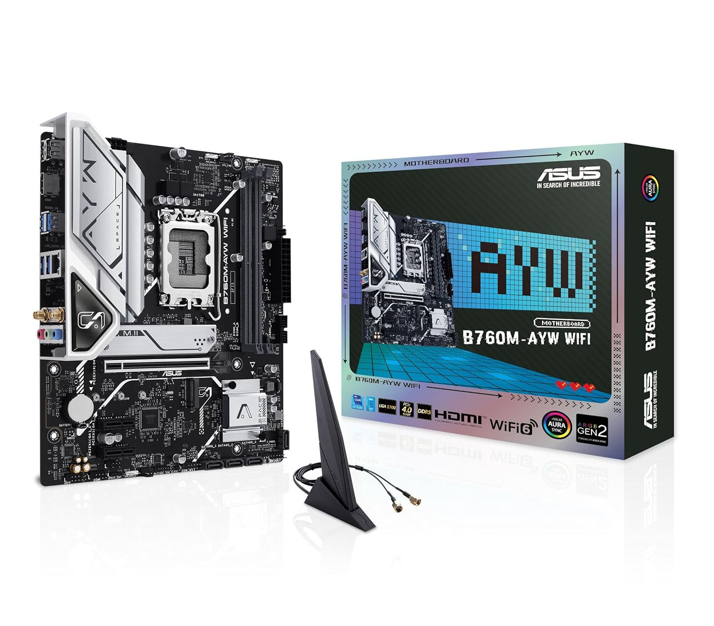Asus B760M-AYW WIFI Motherboard for Intel 14th, 13th and 12th Gen Processors - LGA1700 Socket