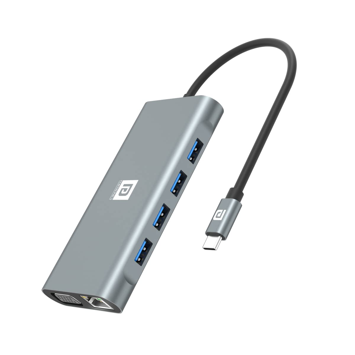Portronics Mport 11C 11-In-1 Multiport Docking Station (USB C PD Charging/ RJ45 with 100MBPS Speed/ 4 X USB 3.0/ HDMI 4K/ TF/SD Card/ VGA Port/ 100W Max Output for MacBook Pro &amp; Type-C Devices (Grey)
