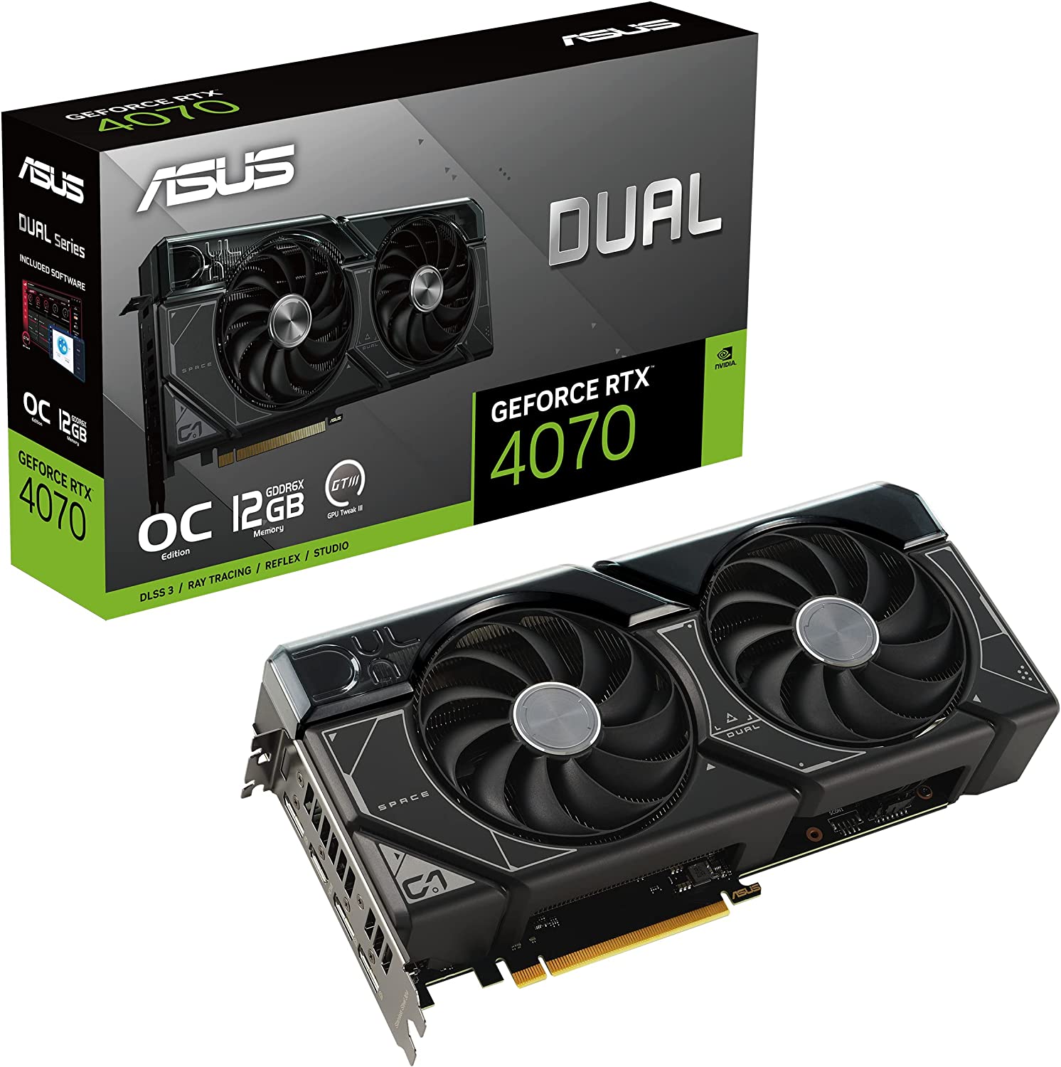 ASUS Dual GeForce RTX 4070 OC Edition 12GB GDDR6X 192-Bit Dual Fan Graphics Card (DUAL-RTX4070-O12G)
